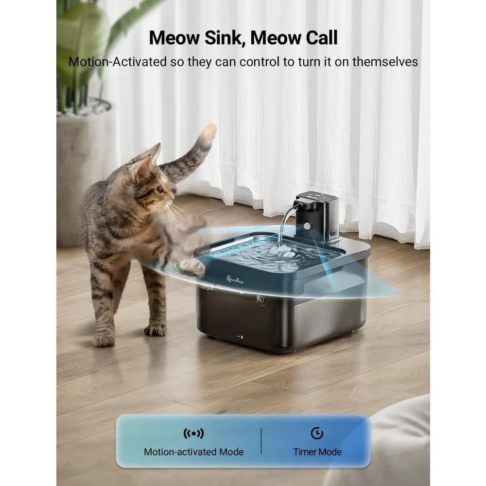 XIUWO Cat Water Fountain Cordless Wireless Pet Fountain - Arthur's Wellness Emporium