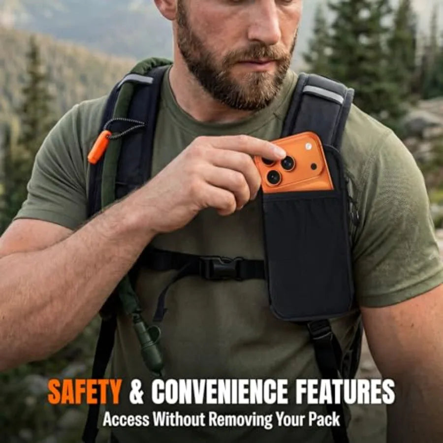 Hydration Hiking Backpack With Water Bladder Phone Pouch Helmet Holder - Arthur's Wellness Emporium