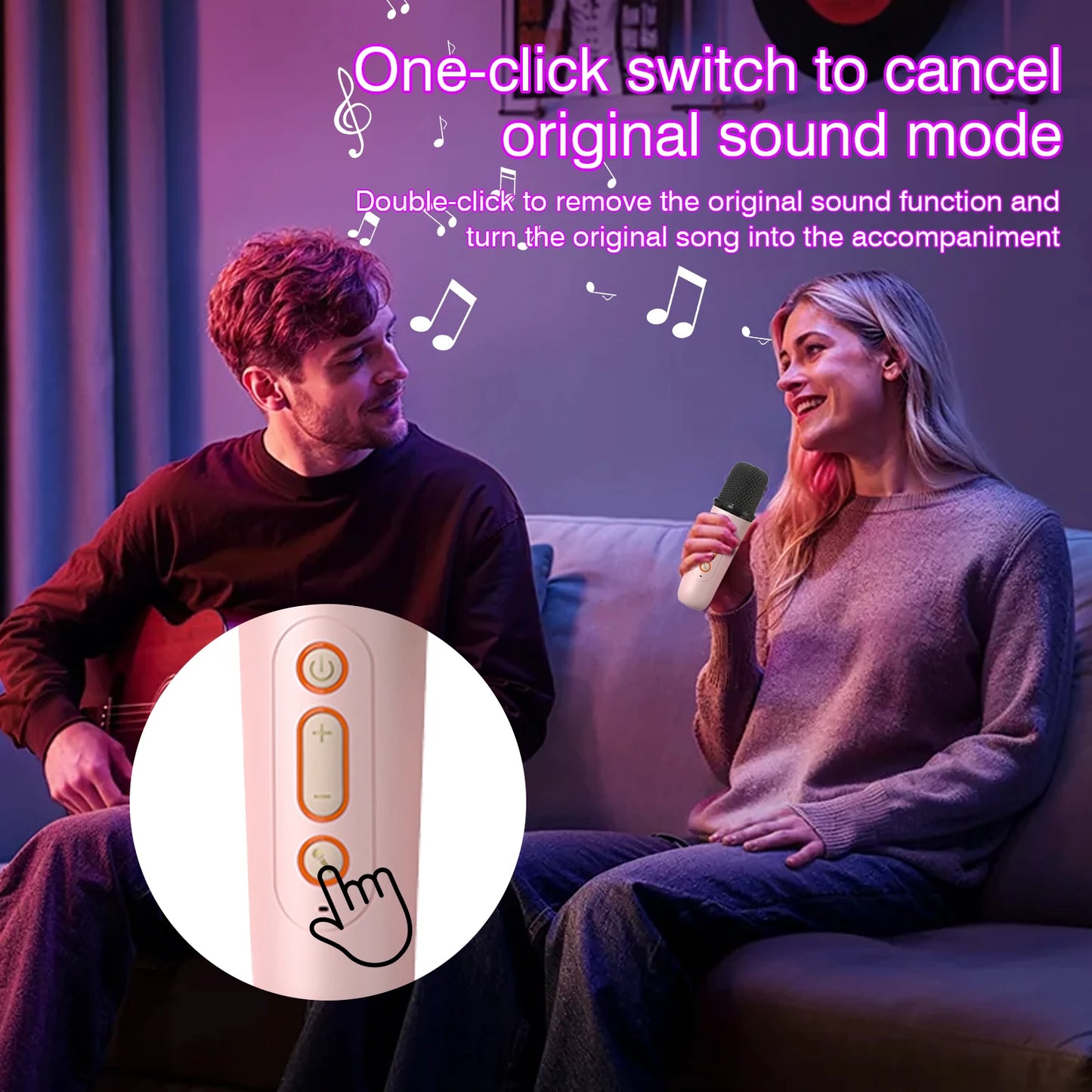 Odelettevcy Wireless Karaoke Speaker With RGB Lighting And Two Mics