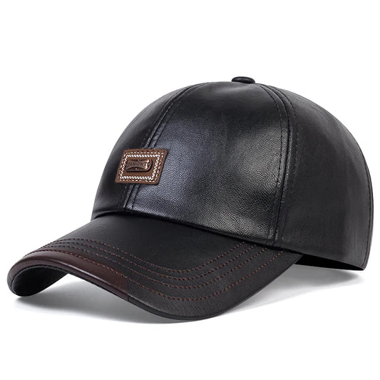 Unisex PU Leather Letter Patch Baseball Cap Adjustable - Arthur's Wellness Emporium