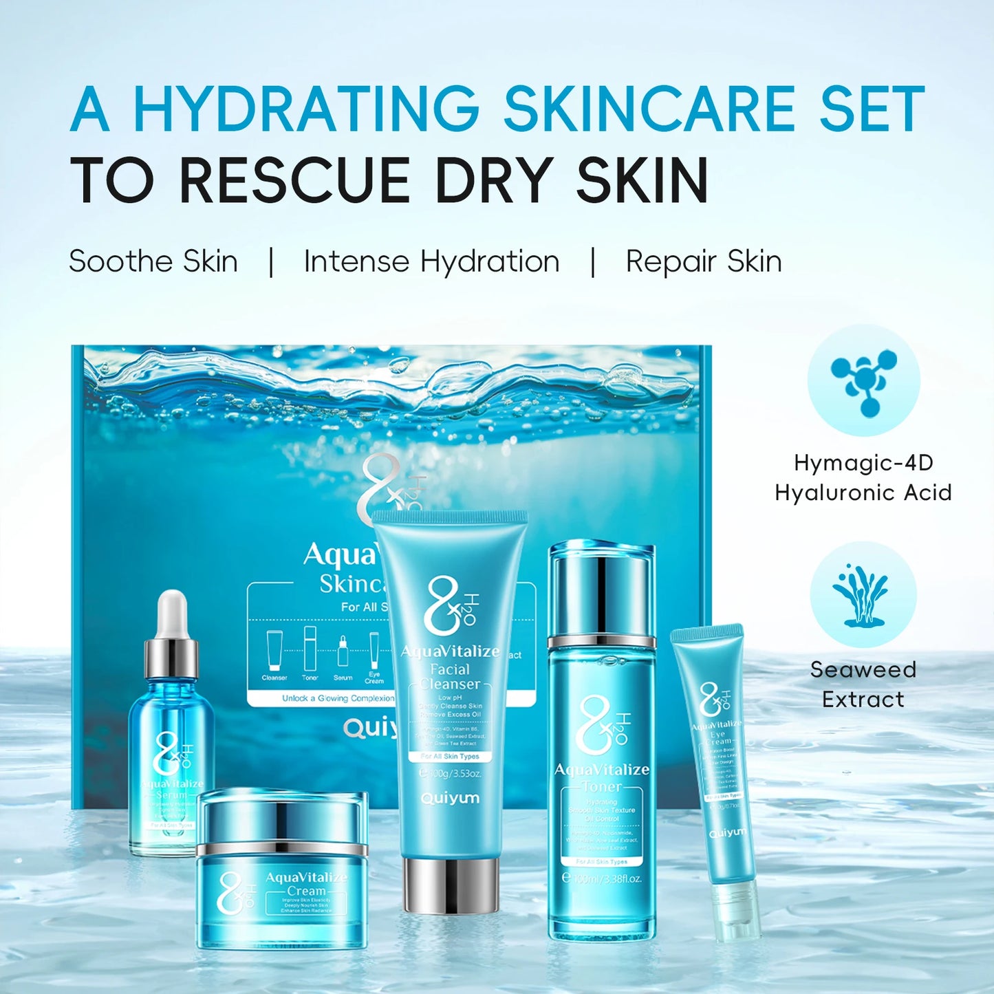AquaVitalize Hydration Skincare 5pcs Deep Wrinkle Smoothing - Arthur's Wellness Emporium