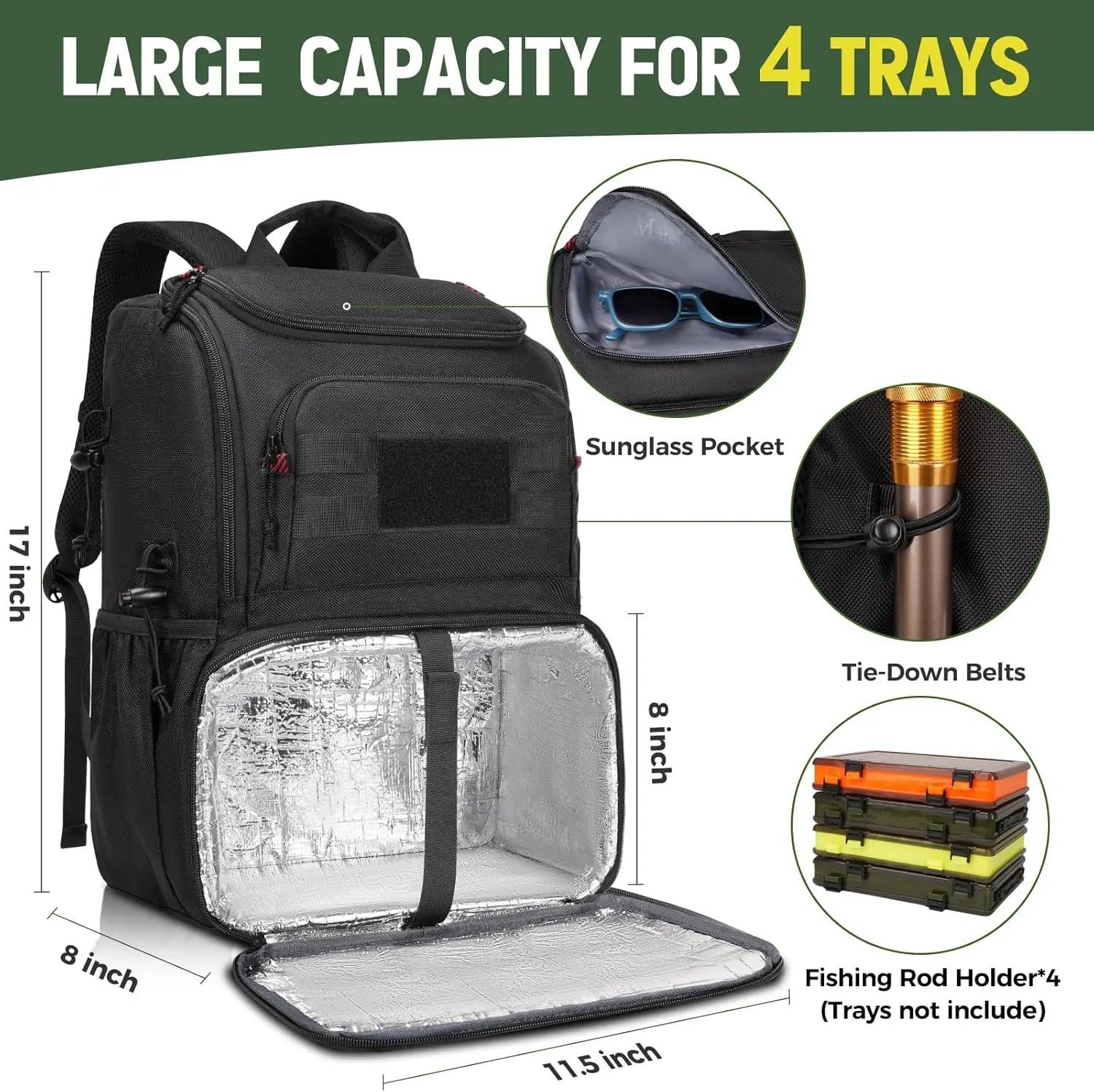XMSJ Fishing Backpack Tackle Box with Cooler and Rod Holders - Arthur's Wellness Emporium