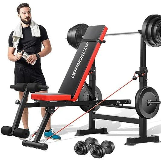 XMSJ 6 In 1 Adjustable Weight Bench With Leg Extensions