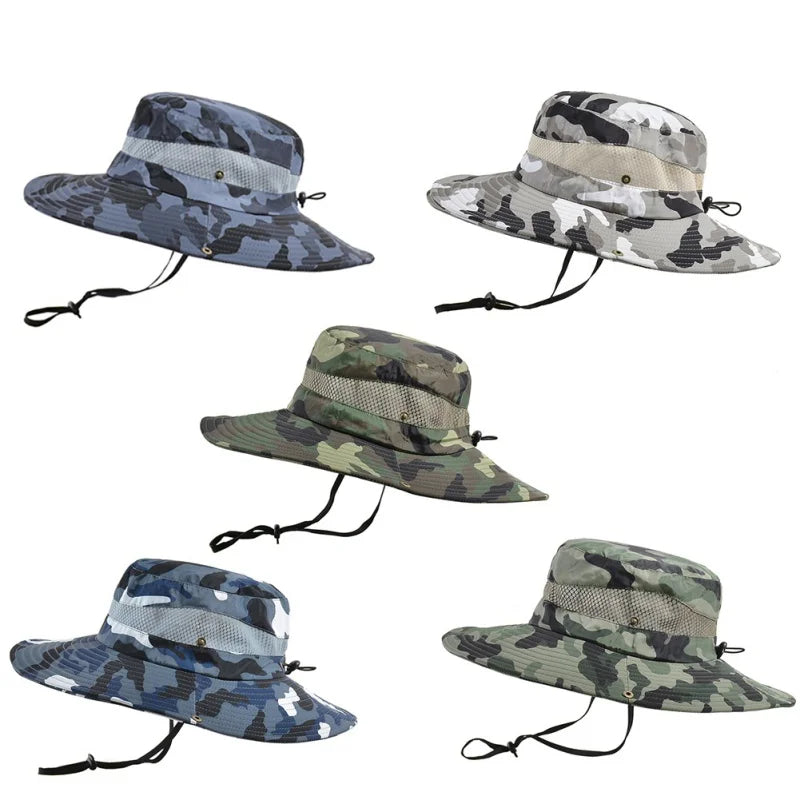Men Foldable Bucket Hat Breathable Sun Protection Wide Brim - Arthur's Wellness Emporium