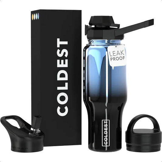 Coldest 3 In 1 Lids Water Bottle Chug Straw Insulated - Arthur's Wellness Emporium