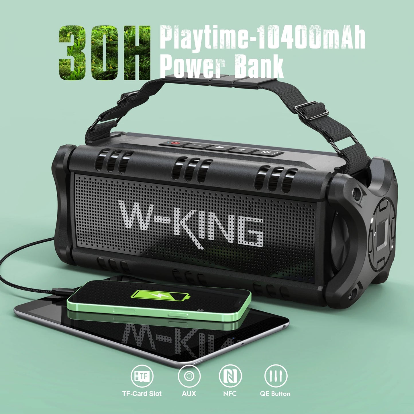W-King 90W Peak Bluetooth Speaker IPX6 Waterproof Outdoor Portable - Arthur's Wellness Emporium