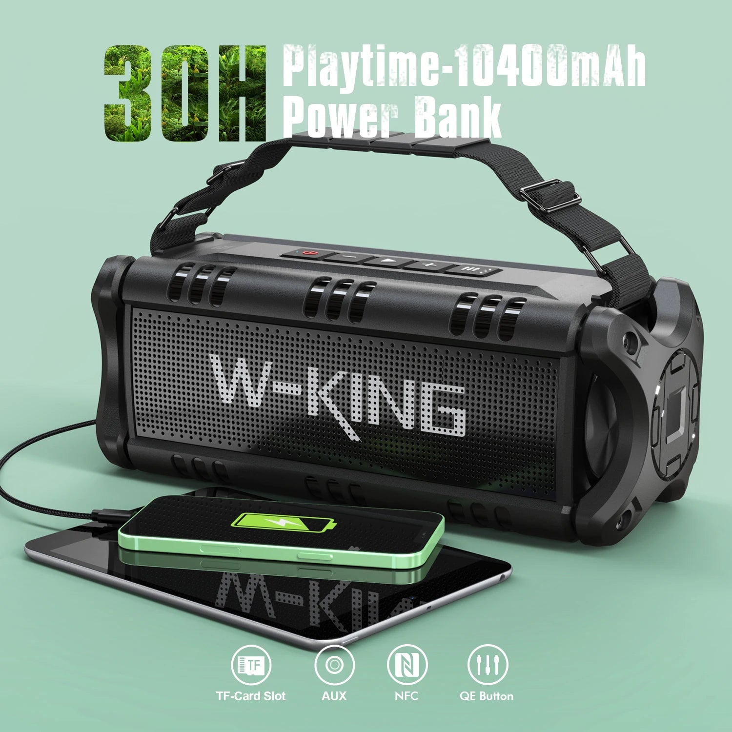 W-King 90W Peak Bluetooth Speaker IPX6 Waterproof Outdoor Portable - Arthur's Wellness Emporium