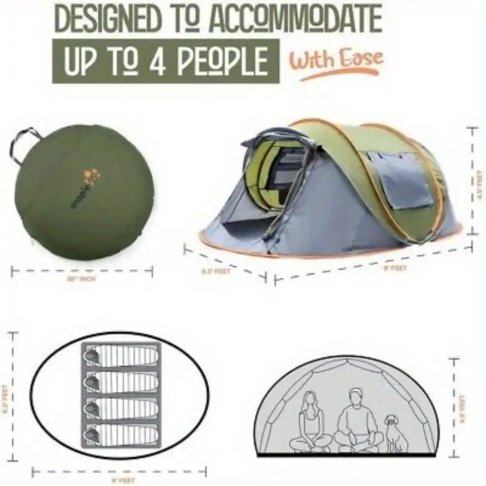 Camping Tent Easy Pop Up Two Doors UPF50 Waterproof - Arthur's Wellness Emporium