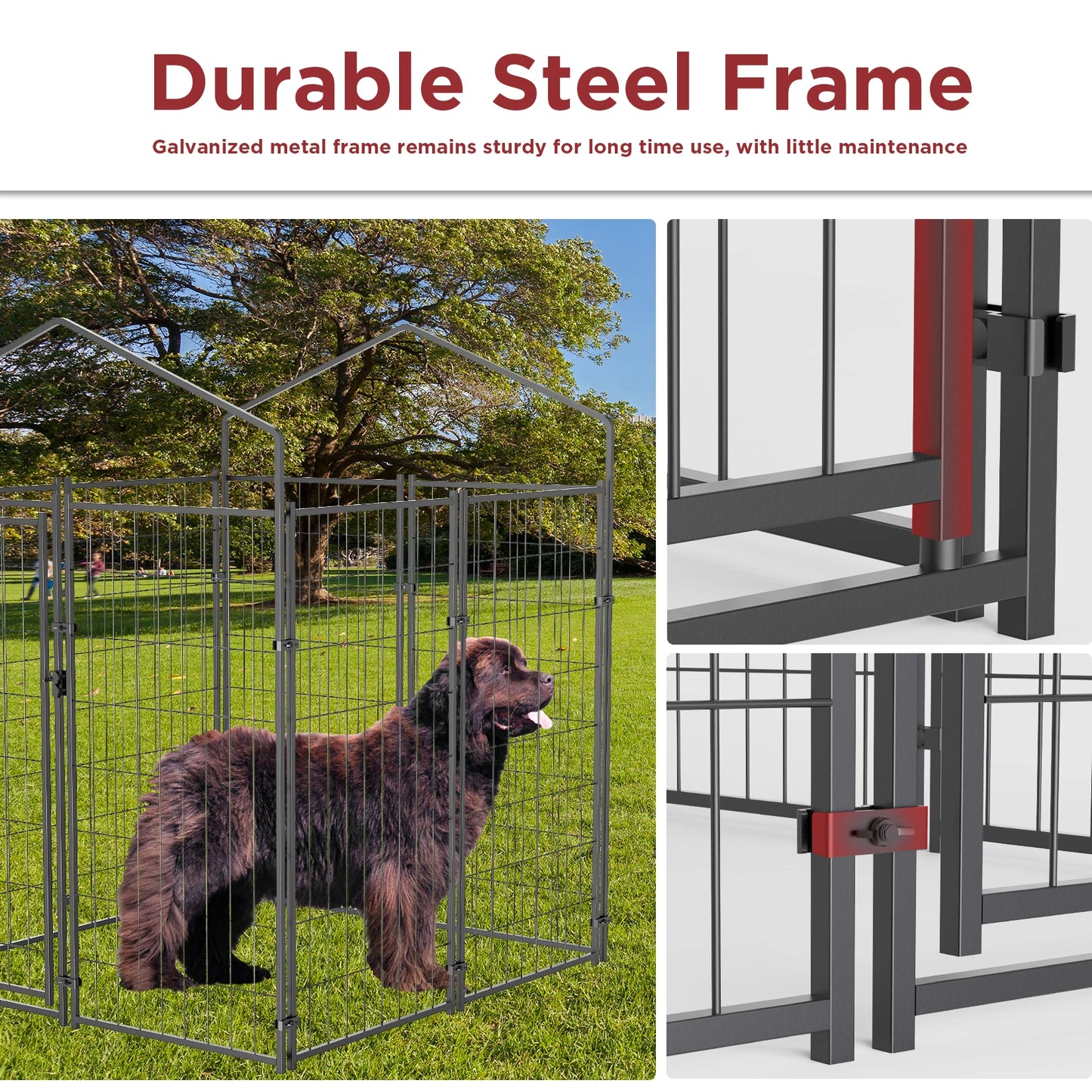 BINGOPAW Large Welded Wire Dog Kennel with UV Waterproof Cover - Arthur's Wellness Emporium