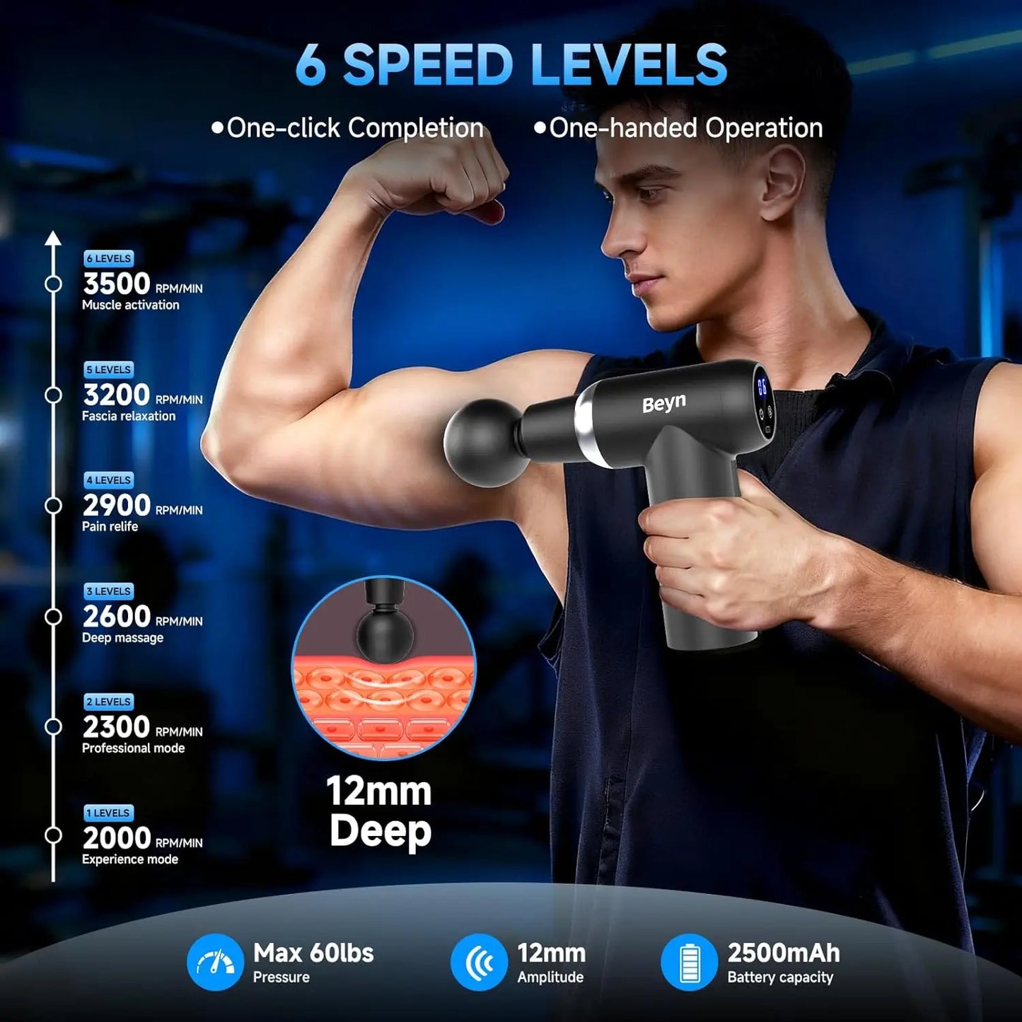 Hot And Cold Fascia Gun With Detachable Handle LCD Display