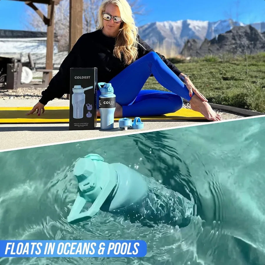 Sports Water Bottle 3 In 1 Lids Insulated Stainless Steel