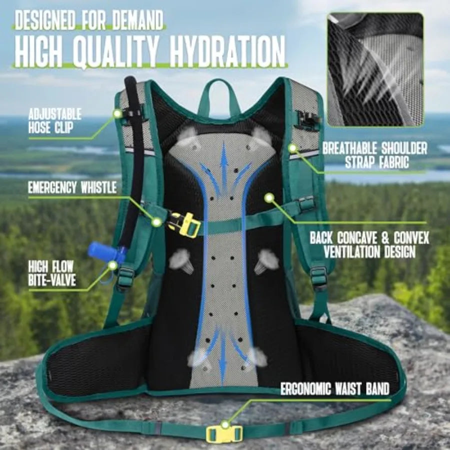 Hydration Backpack Multipurpose Hiking Pack With Insulated Water Bladder - Arthur's Wellness Emporium