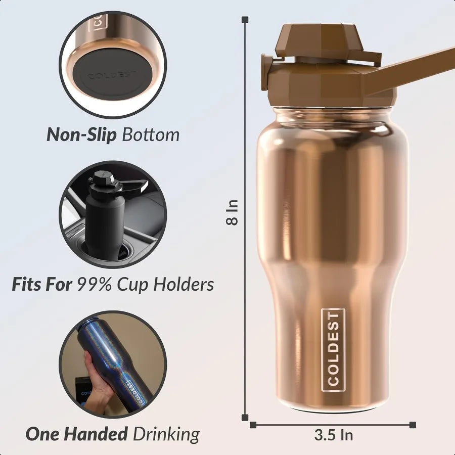 Coldest 3 In 1 Lids Water Bottle Chug Straw Insulated - Arthur's Wellness Emporium