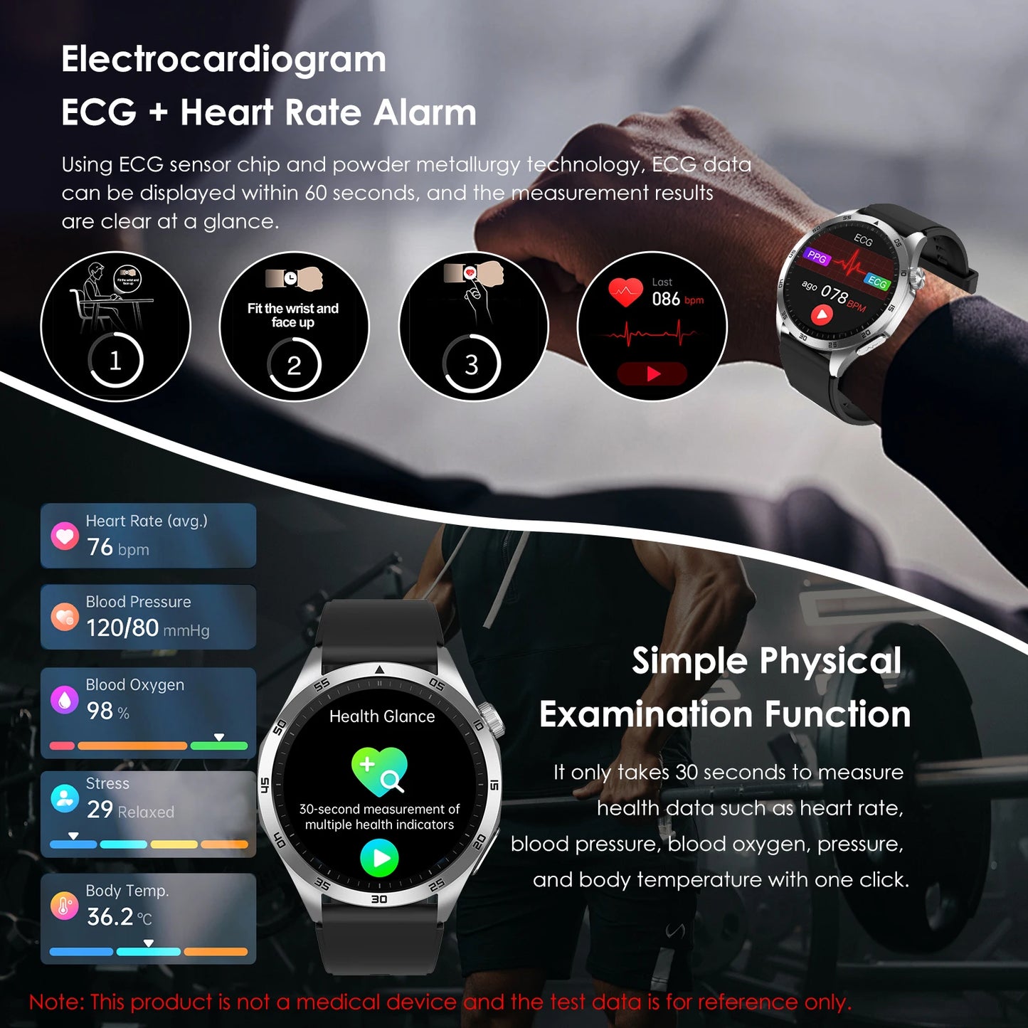 Marsyu Smart Watch ECG PPG Blood Pressure Lipid Uric Acid HD Bluetooth - Arthur's Wellness Emporium
