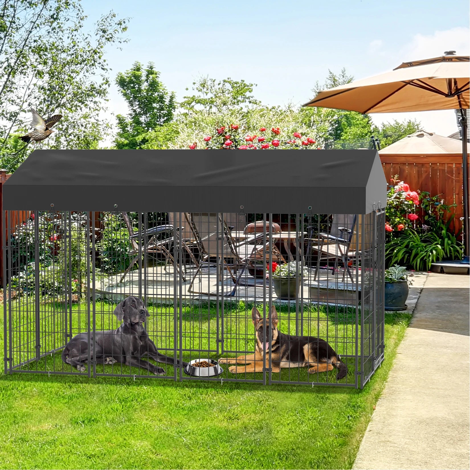 BINGOPAW Dog Kennel Outdoor Welded Wire Crate With Cover - Arthur's Wellness Emporium