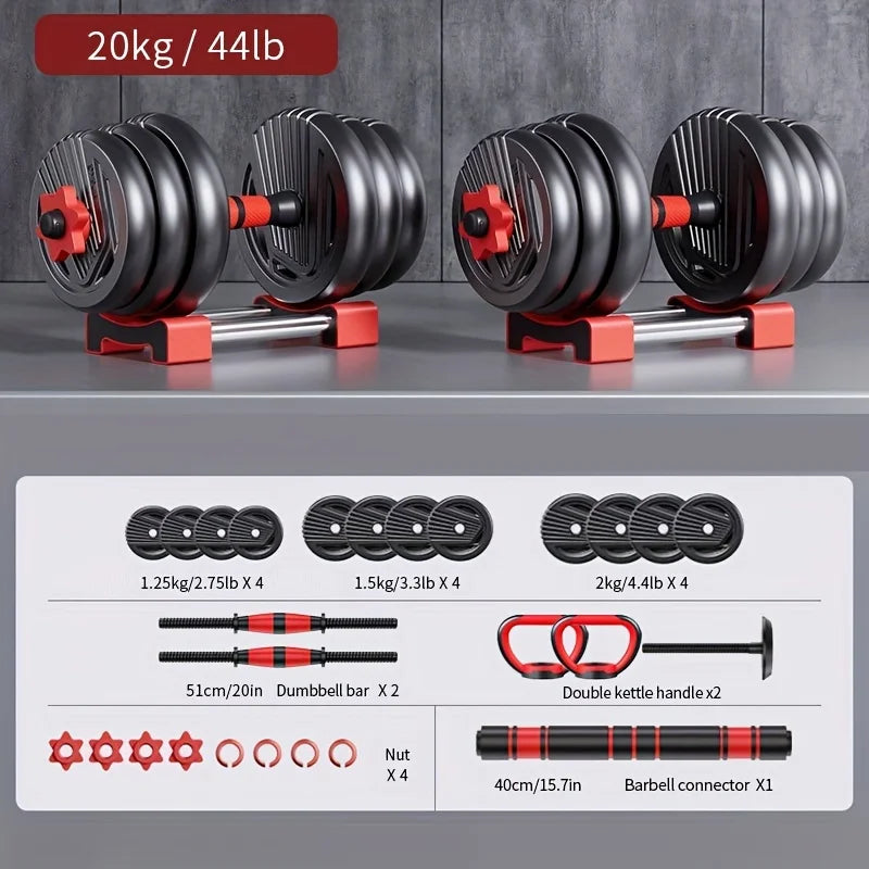 KBQ 4-In-1 Adjustable Dumbbell Set With Push-Up Mode