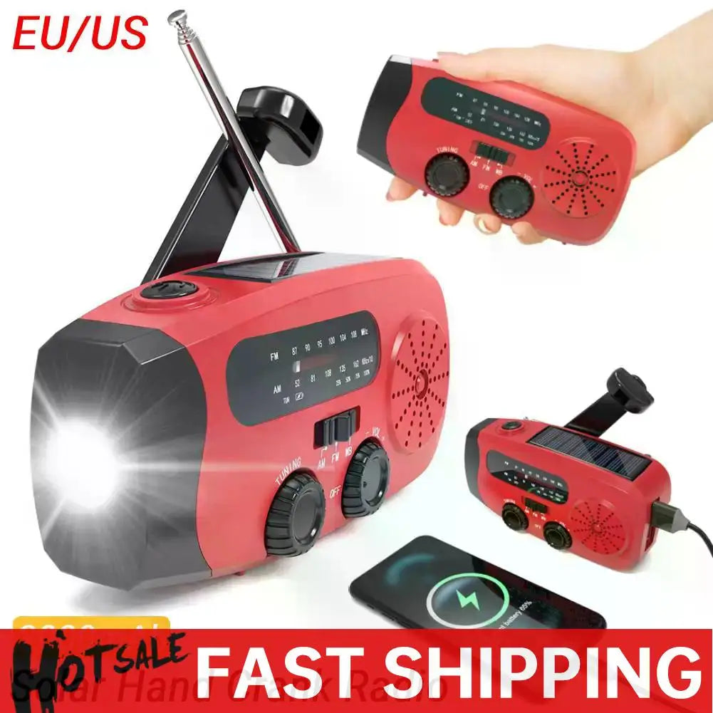 ANENG Emergency Solar Hand Crank Weather Radio With LED Flashlight