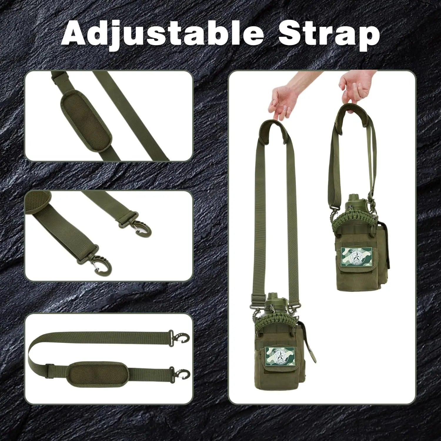 Outdoor Stainless Steel Thermal Water Bottle With Adjustable Strap - Arthur's Wellness Emporium