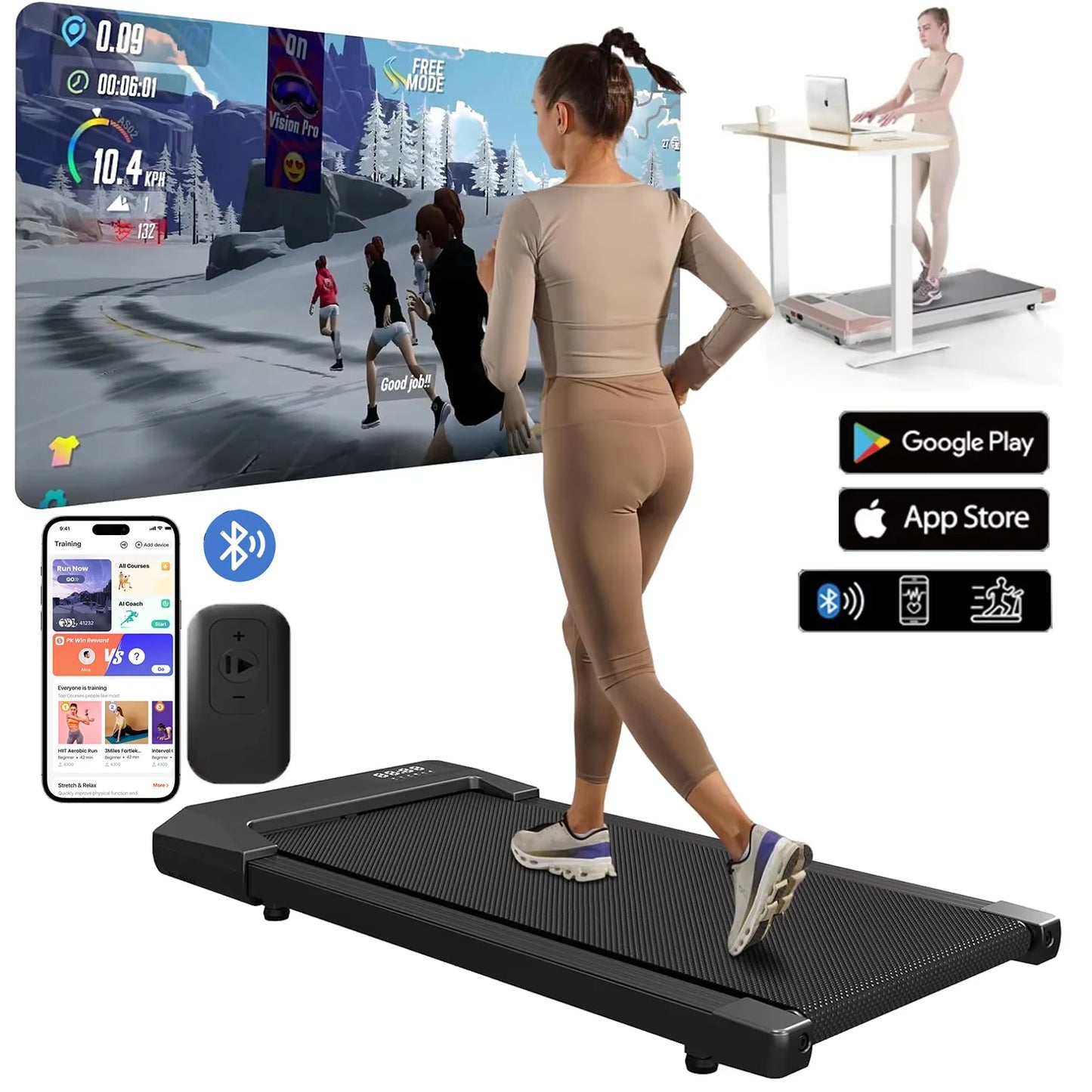 2.5 HP Electric Home Treadmill With Bluetooth LCD Display