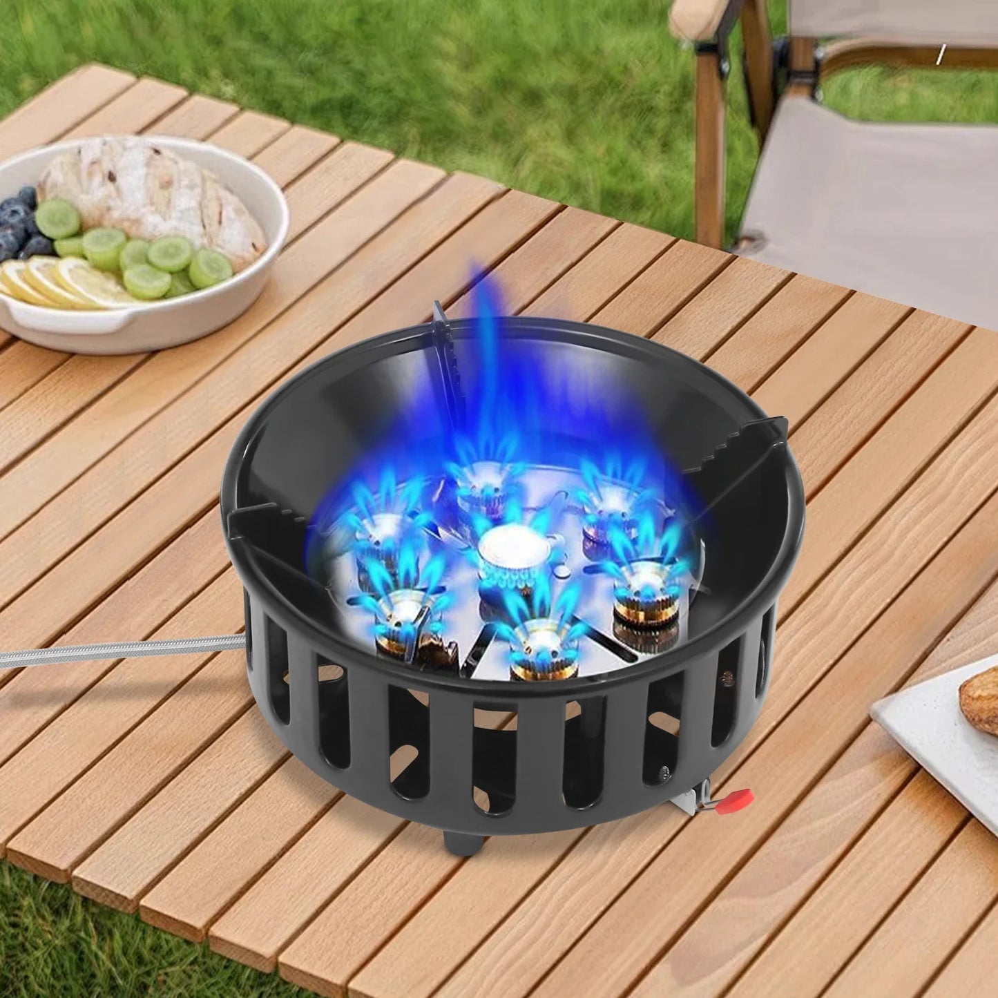 21000W Portable Butane Camping Stove With Adapters For Outdoor Cooking - Arthur's Wellness Emporium