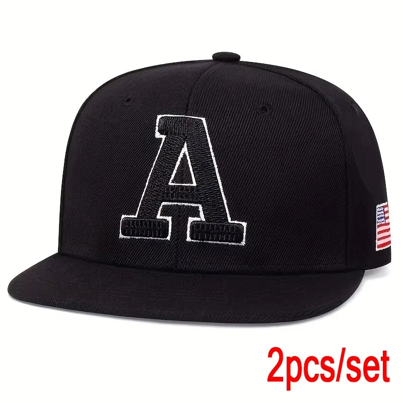 Men Hip Hop Cap A Letter Embroidery Snapback Baseball Hat - Arthur's Wellness Emporium