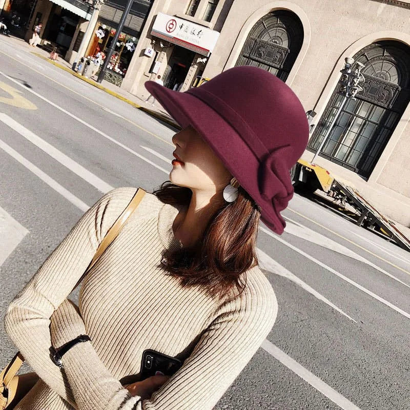 FAITOLAGICN Bowknit Dome Fedora Hat For Women Winter