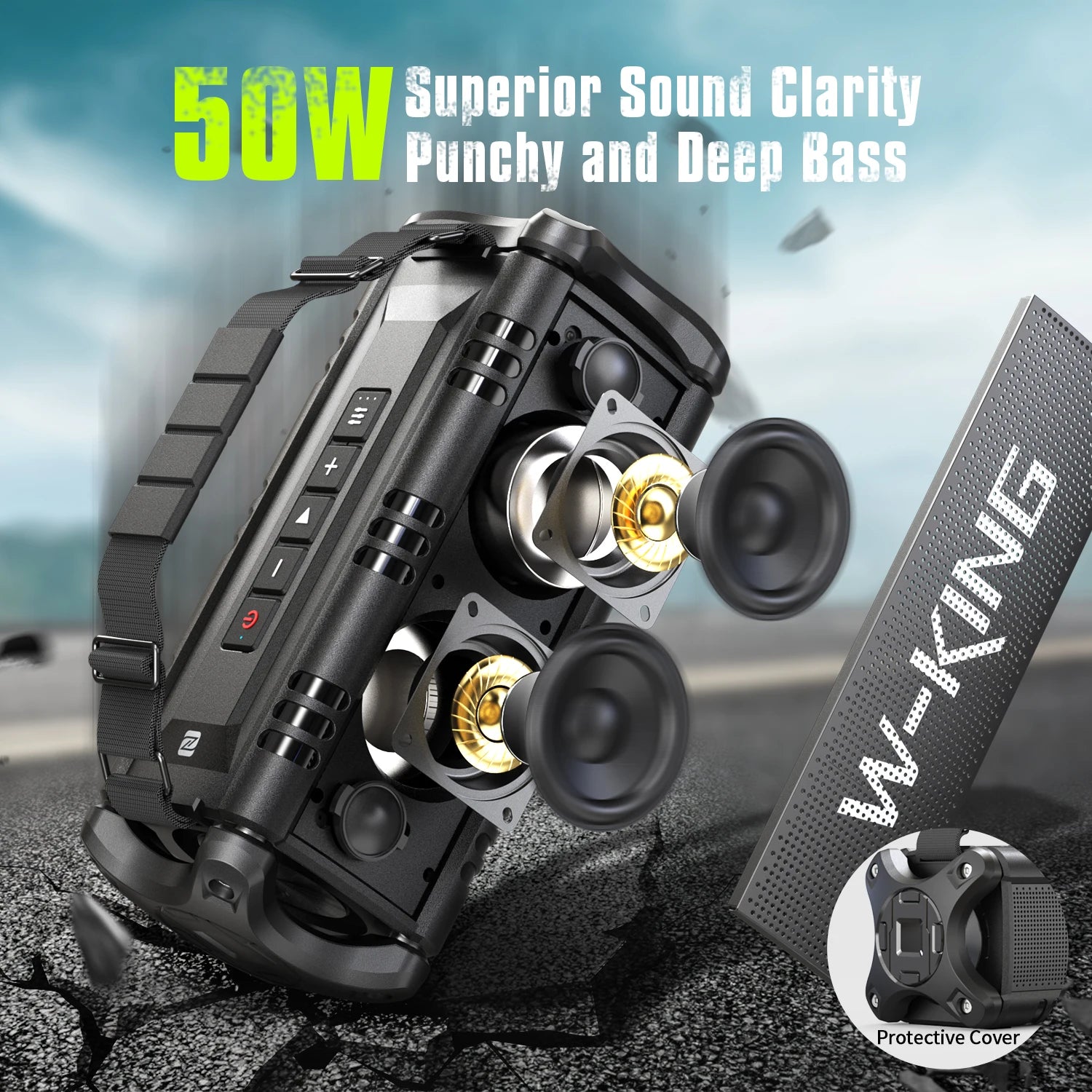 W-King 90W Peak Bluetooth Speaker IPX6 Waterproof Outdoor Portable - Arthur's Wellness Emporium