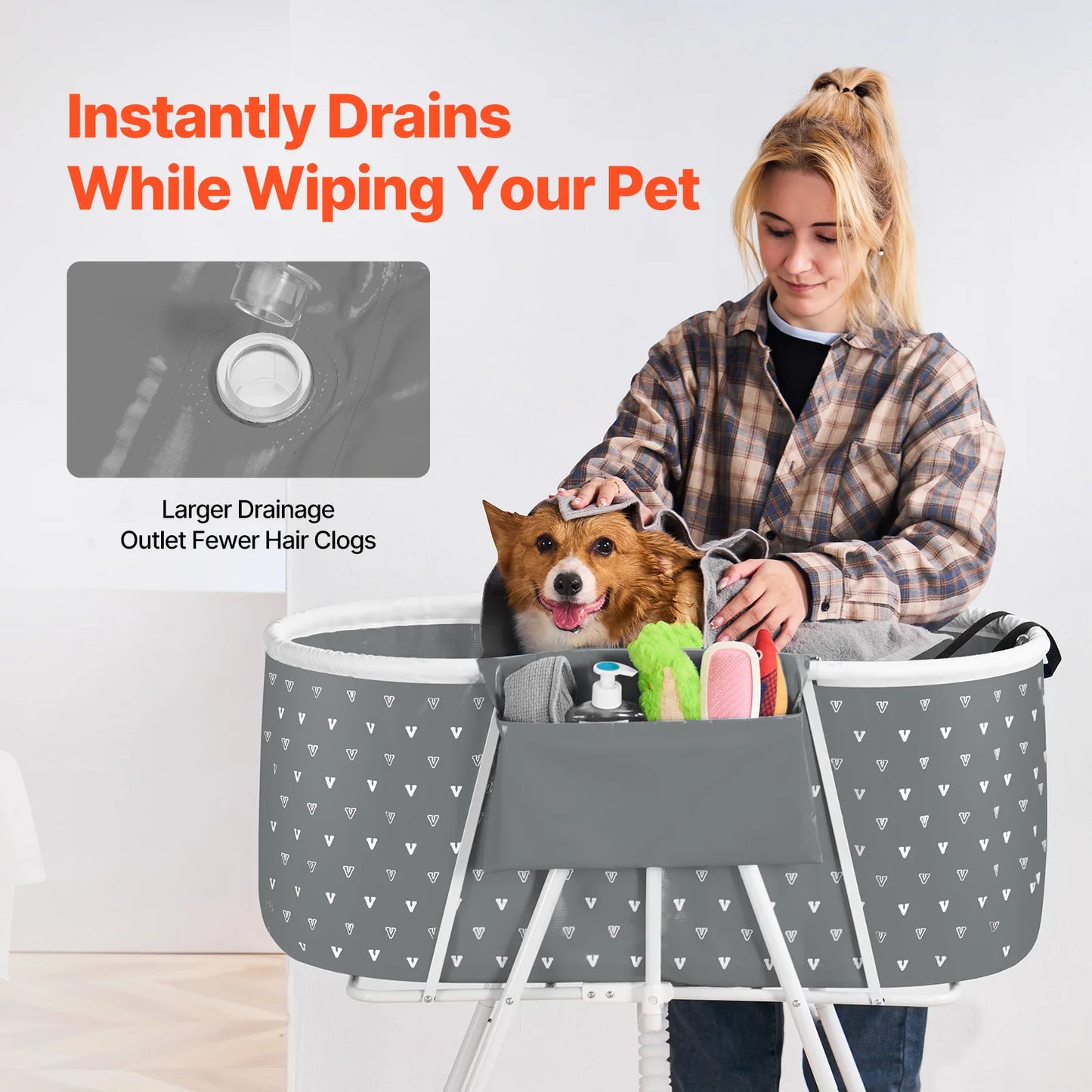 Portable Dog Bathtub Elevated And Foldable Shower Station With Drainage - Arthur's Wellness Emporium