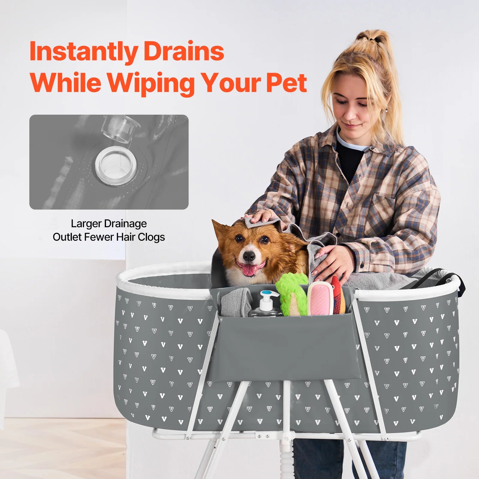 Portable Dog Bathtub Elevated And Foldable Shower Station With Drainage - Arthur's Wellness Emporium