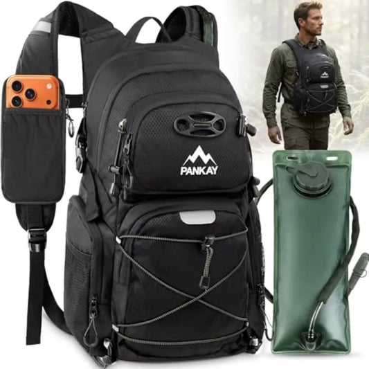 Hydration Hiking Backpack With Water Bladder Phone Pouch Helmet Holder - Arthur's Wellness Emporium