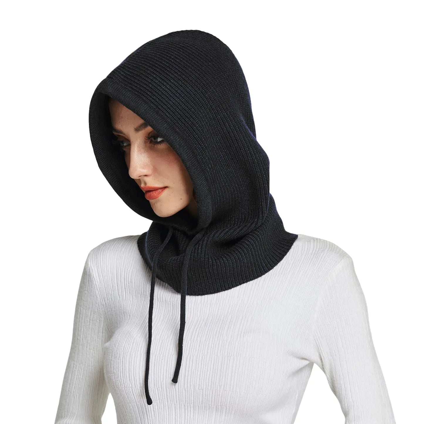 Cashmere Knit Hooded Balaclava For Women Winter Warmth