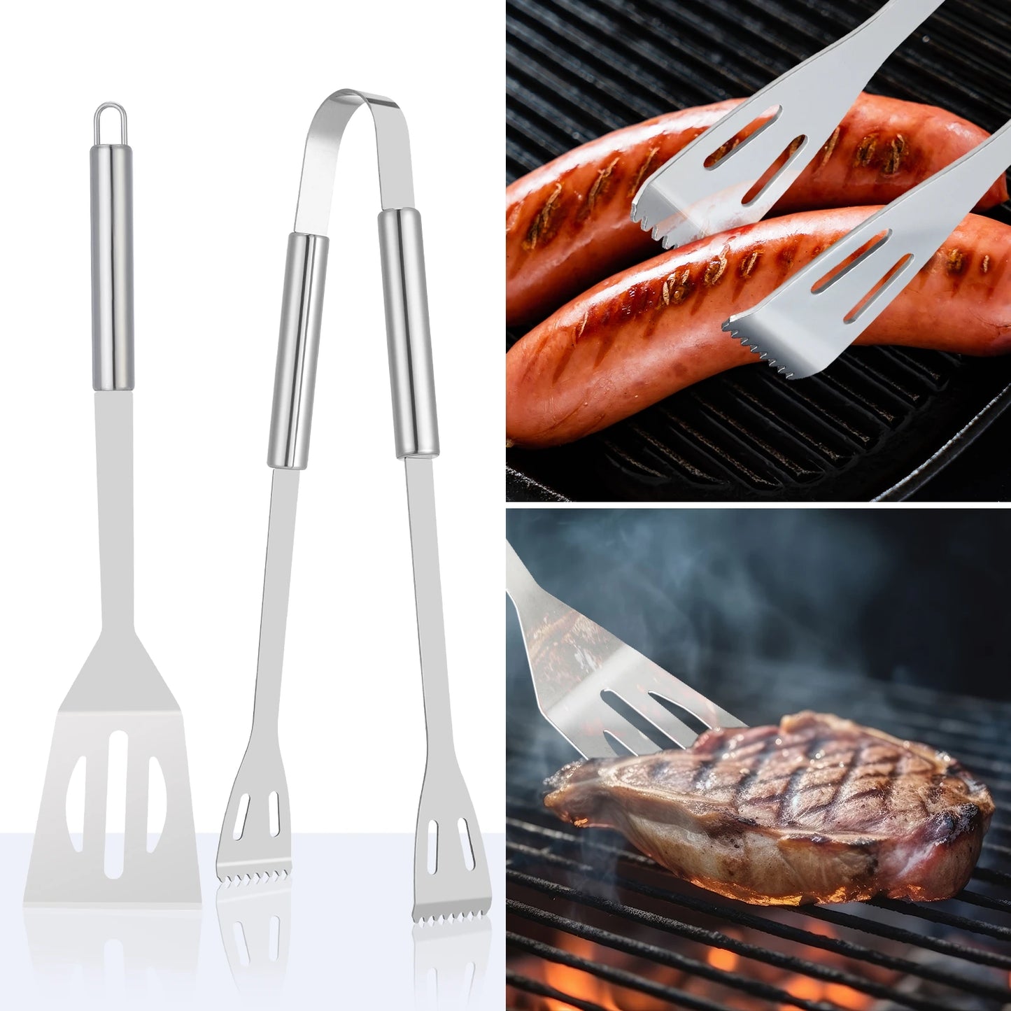 20 Piece Stainless Steel Barbecue Utensil Set For Outdoor Grilling