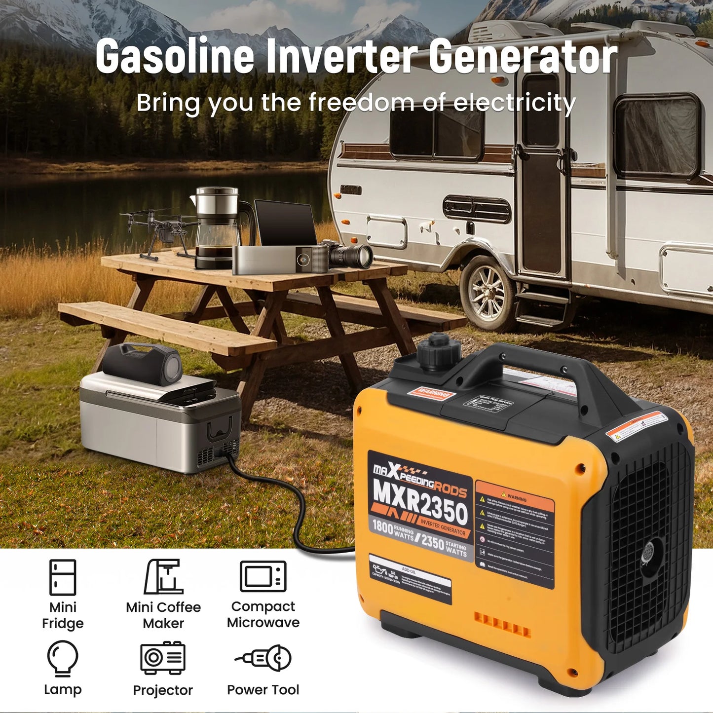Maxpeedingrods 2350W Portable Gas Inverter Generator Parallel Ready For RV