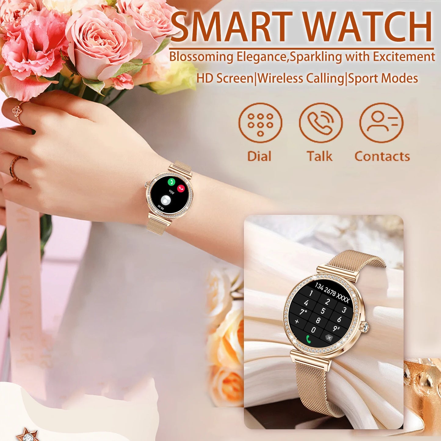 INNOFOVO Women Smartwatch 1.29 Inch Touchscreen Bluetooth
