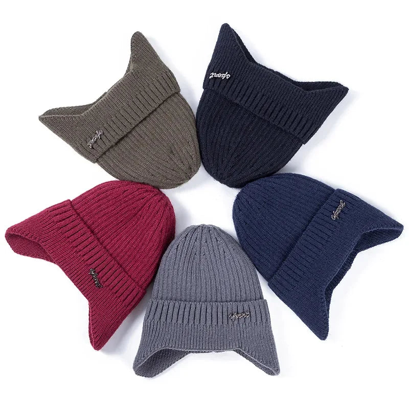 Unisex Winter Knit Earflap Beanie Hat For Men Women