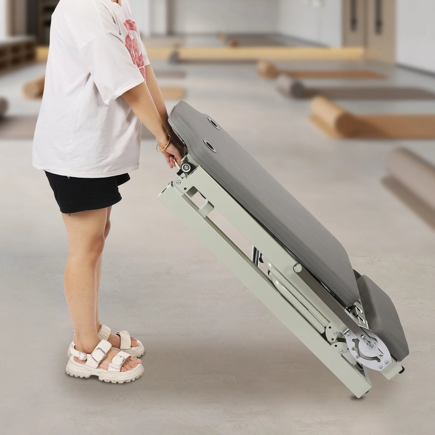 Foldable Pilates Reformer Machine with Adjustable Features