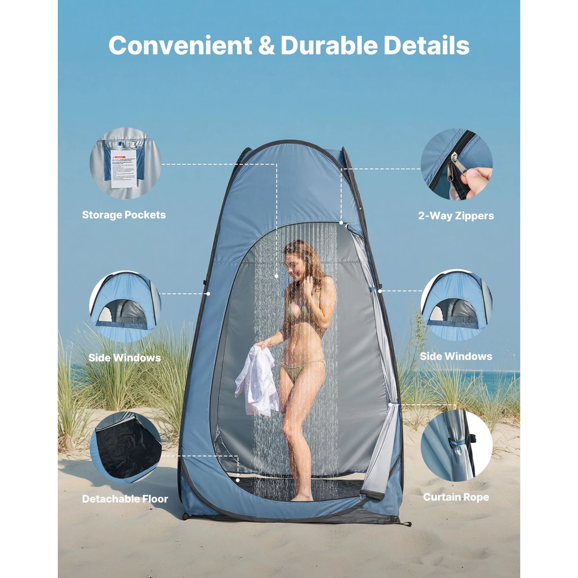 SucceBuy Pop Up Shower Tent Instant Portable Privacy Changing Room - Arthur's Wellness Emporium