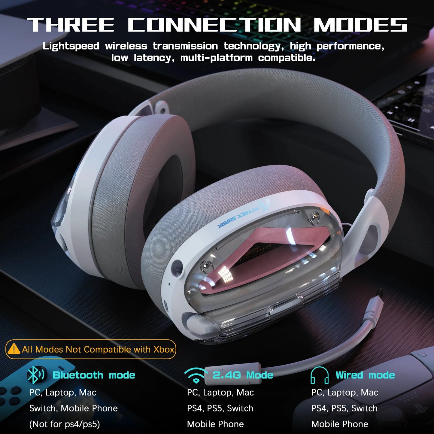 Attack Shark L60 Ultra Light Tri Mode Gaming Headset