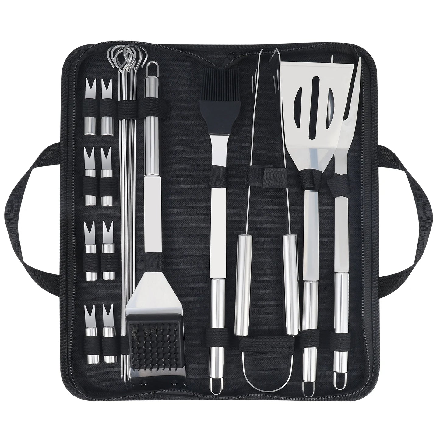 20 Piece Stainless Steel Barbecue Utensil Set For Outdoor Grilling