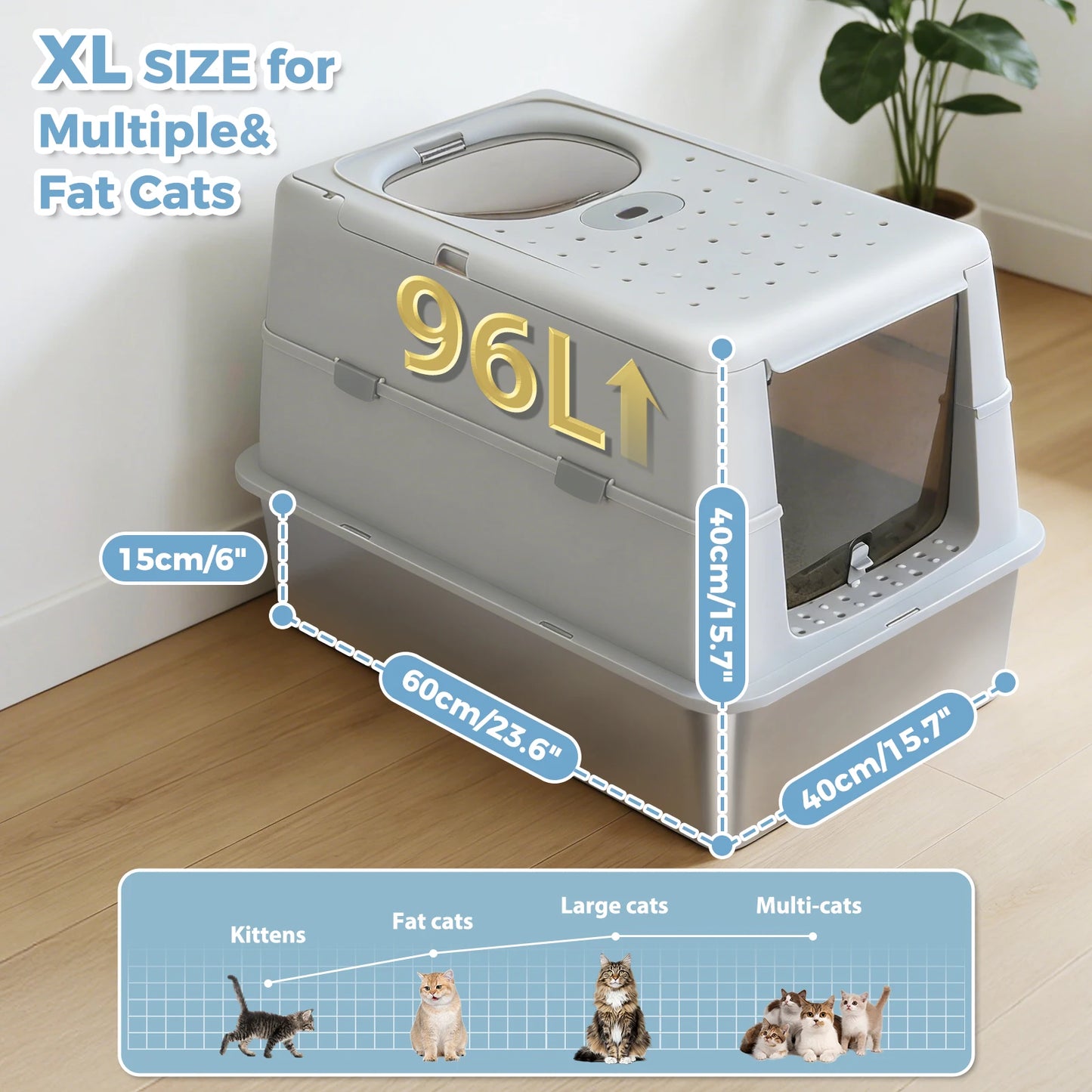 Stainless Steel Cat Litter Box With Scoop High Sides Indoor - Arthur's Wellness Emporium