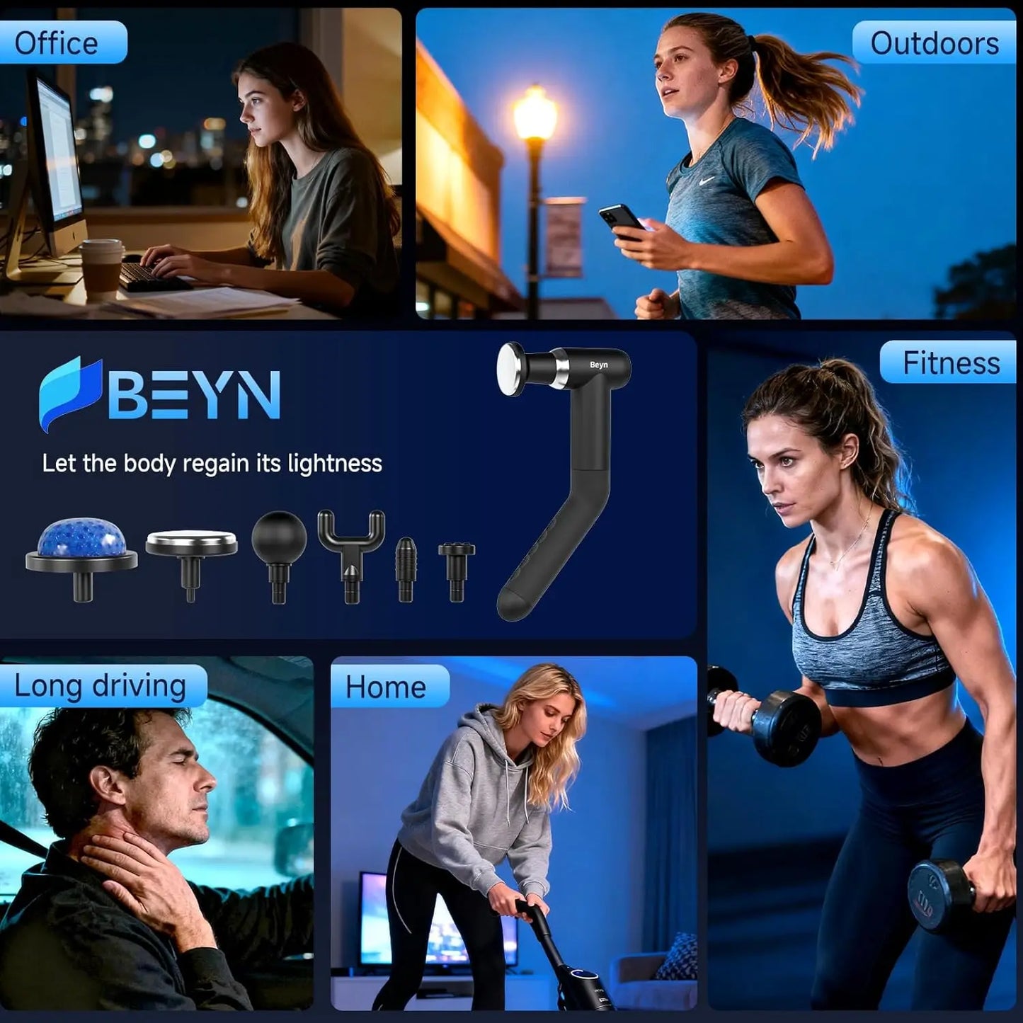 Hot And Cold Fascia Gun With Detachable Handle LCD Display