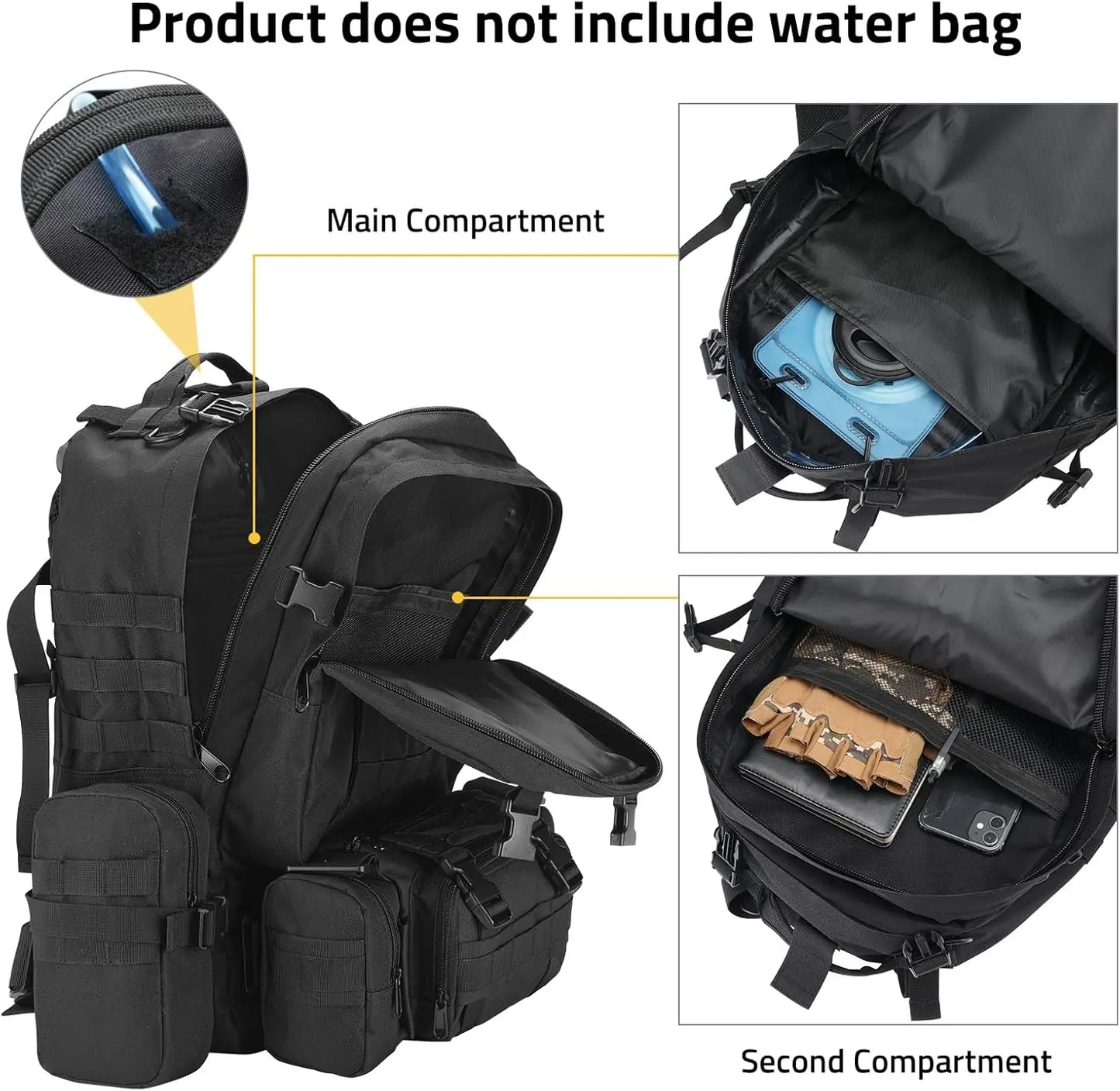 XMSJ Tactical Backpack Rucksack with MOLLE D Ring for Survival Hiking - Arthur's Wellness Emporium