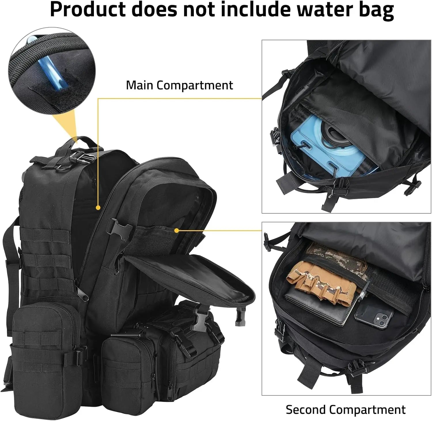 XMSJ Tactical Backpack Rucksack with MOLLE D Ring for Survival Hiking - Arthur's Wellness Emporium