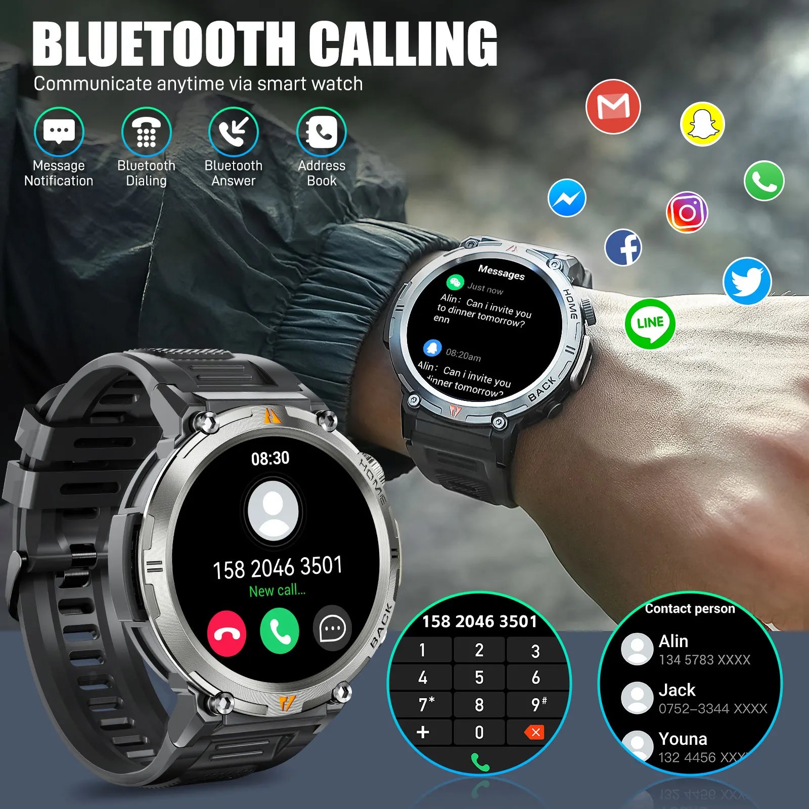 LaNikar KE3 Smart Watch Bluetooth Call Health Monitor Android - Arthur's Wellness Emporium