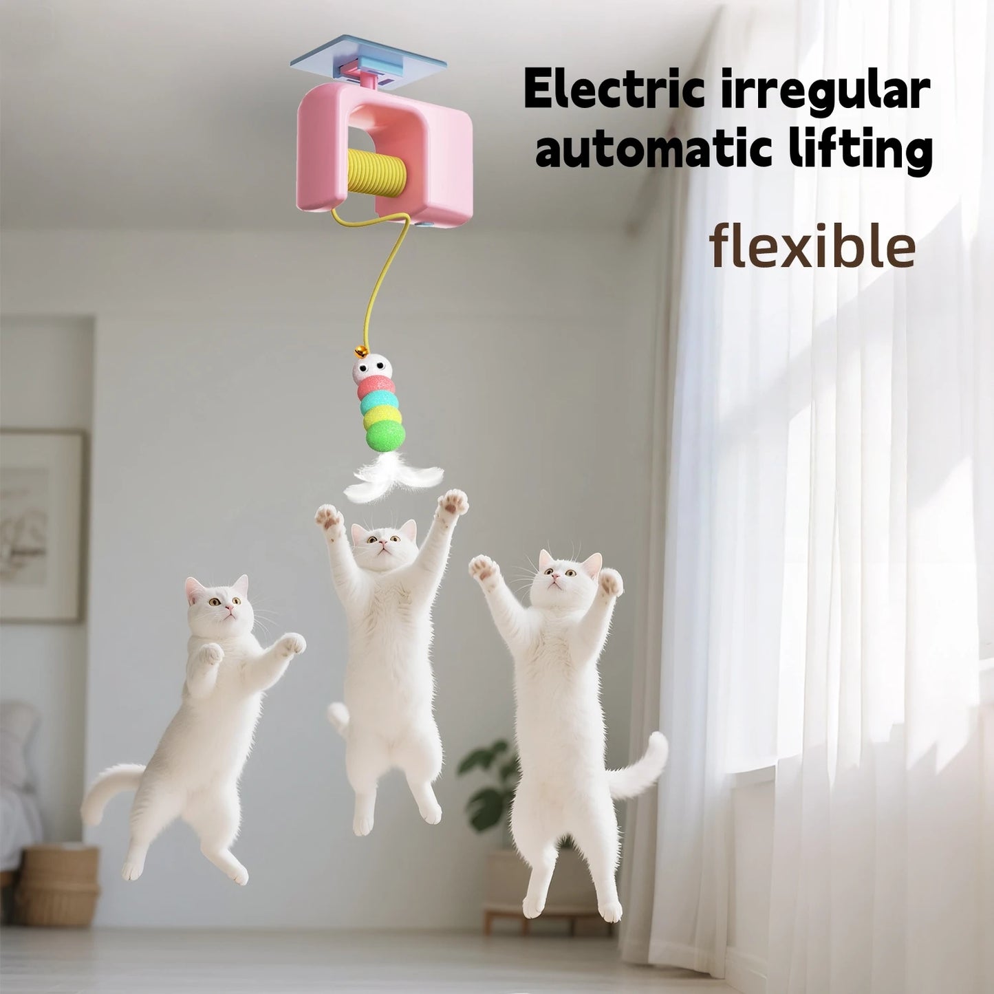 Electric Cat Toy With Auto Swing Ropes and Feather Teaser - Arthur's Wellness Emporium