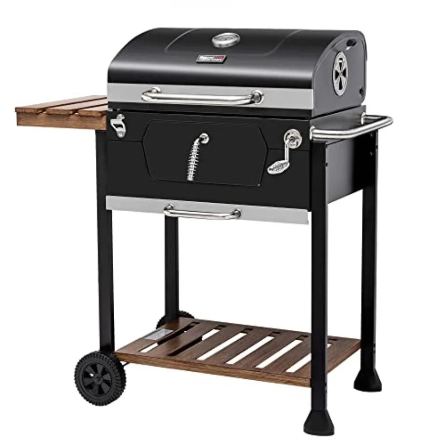 CD1824M Grill Smoker With Handle And Folding Table Outdoors