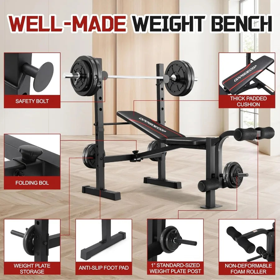 XMSJ Weight Bench Set With Squat Rack And Leg Extensions