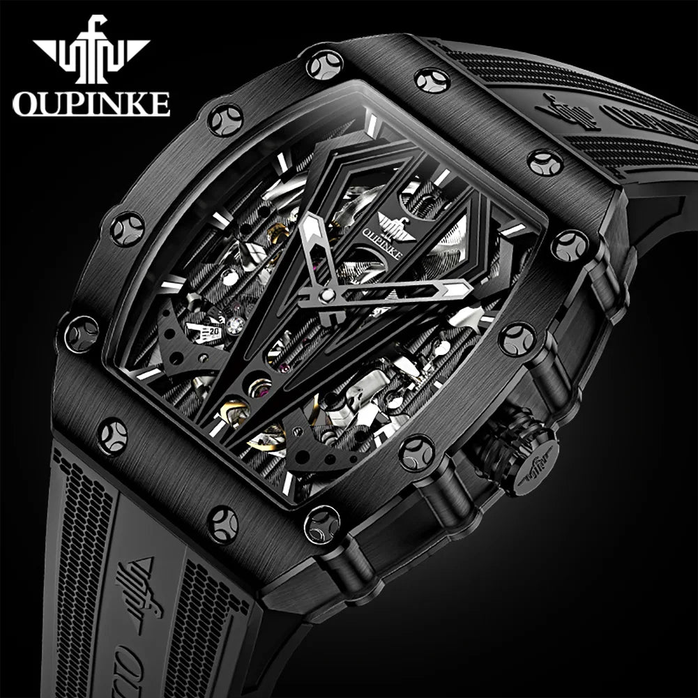 OUPINKE Men's Luxury Automatic Skeleton Watch Waterproof