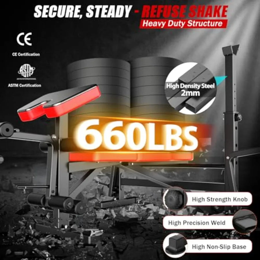 XMSJ 6 In 1 Adjustable Weight Bench With Leg Extensions