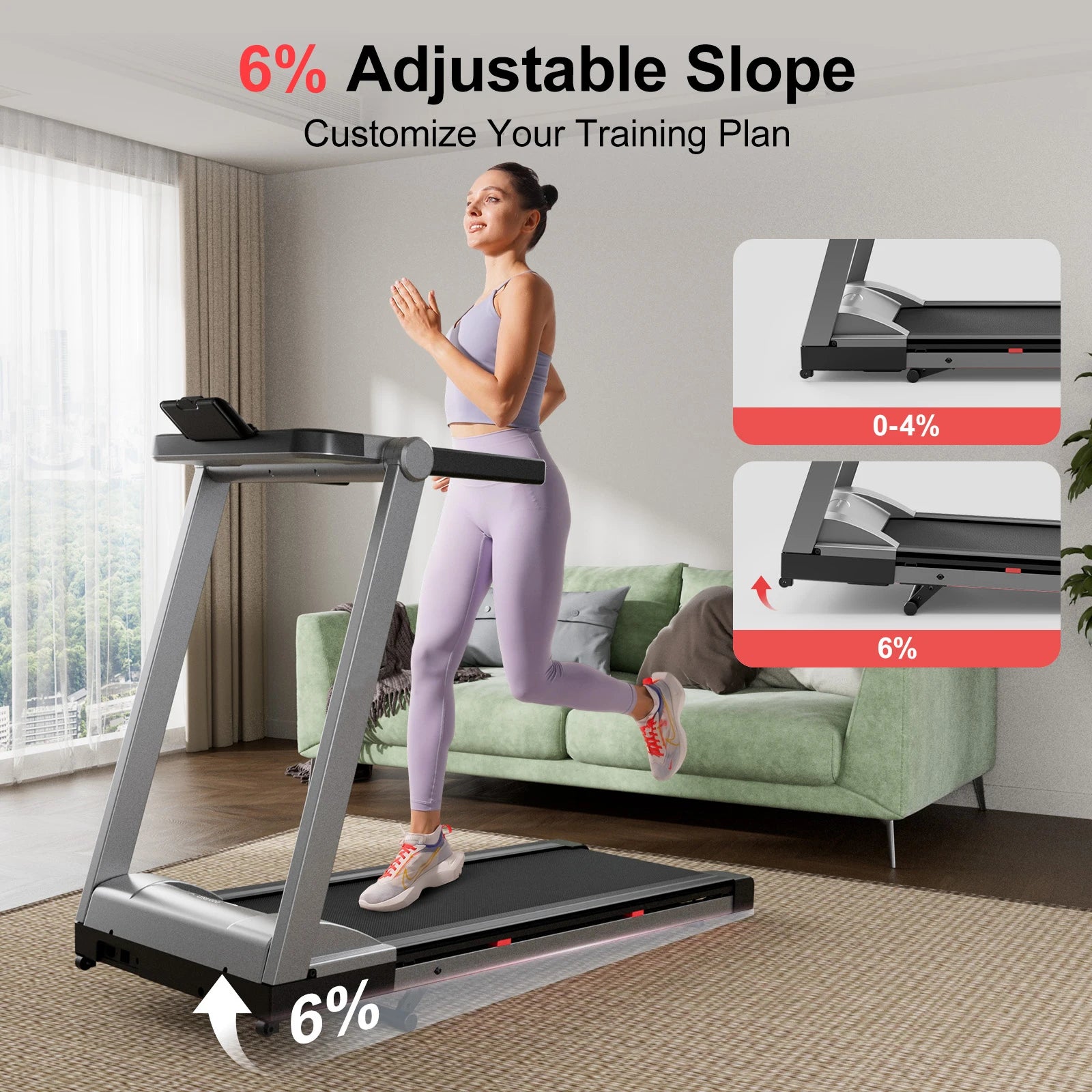 Superun 3.5HP Foldable Incline Treadmill With App Monitoring - Arthur's Wellness Emporium